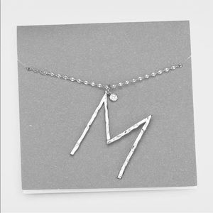 Hammered Silver Letter “M” Necklace